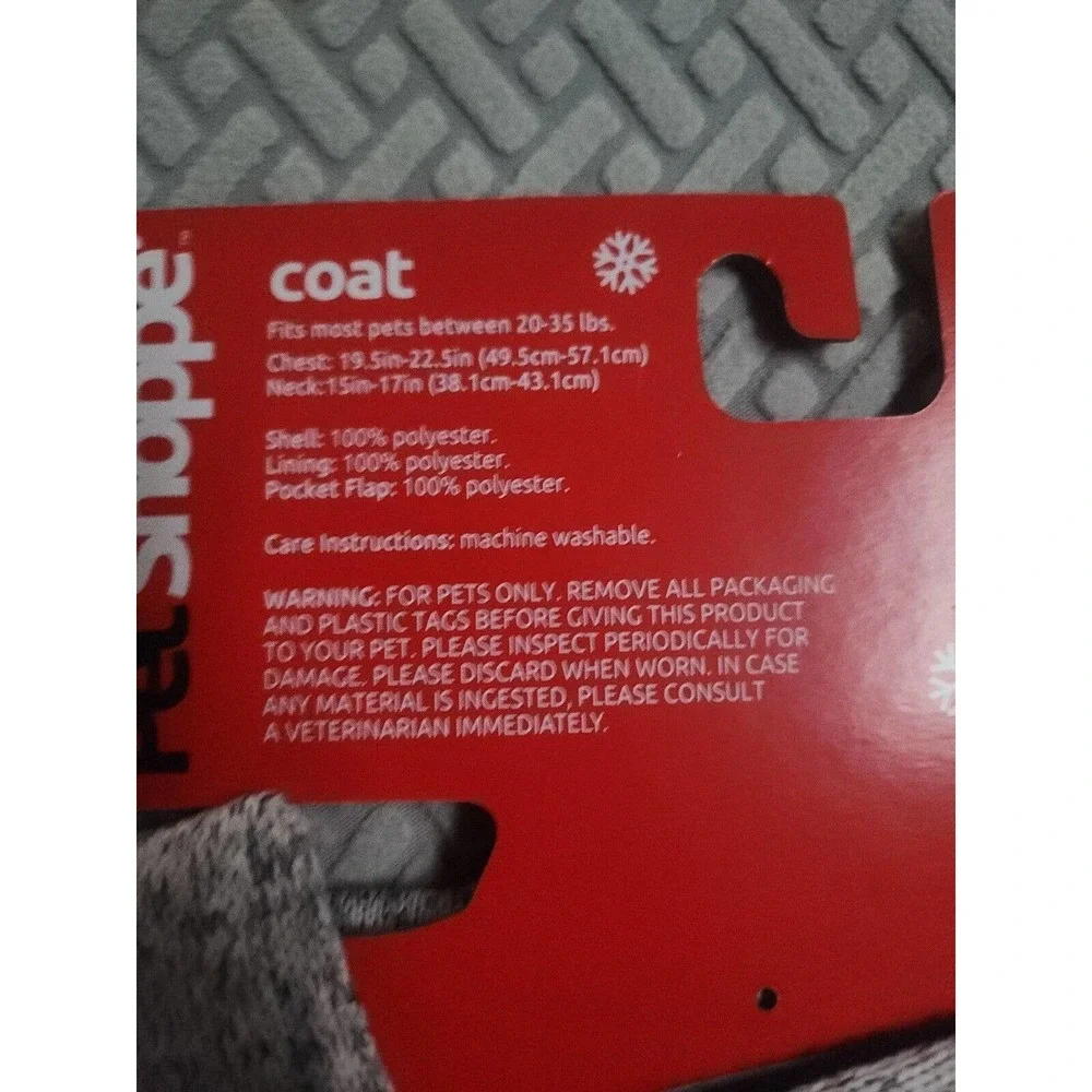 Pet Shoppe dog puppy winter coat size MEDIUM LARGE gray‎ and black 20-35lbsok